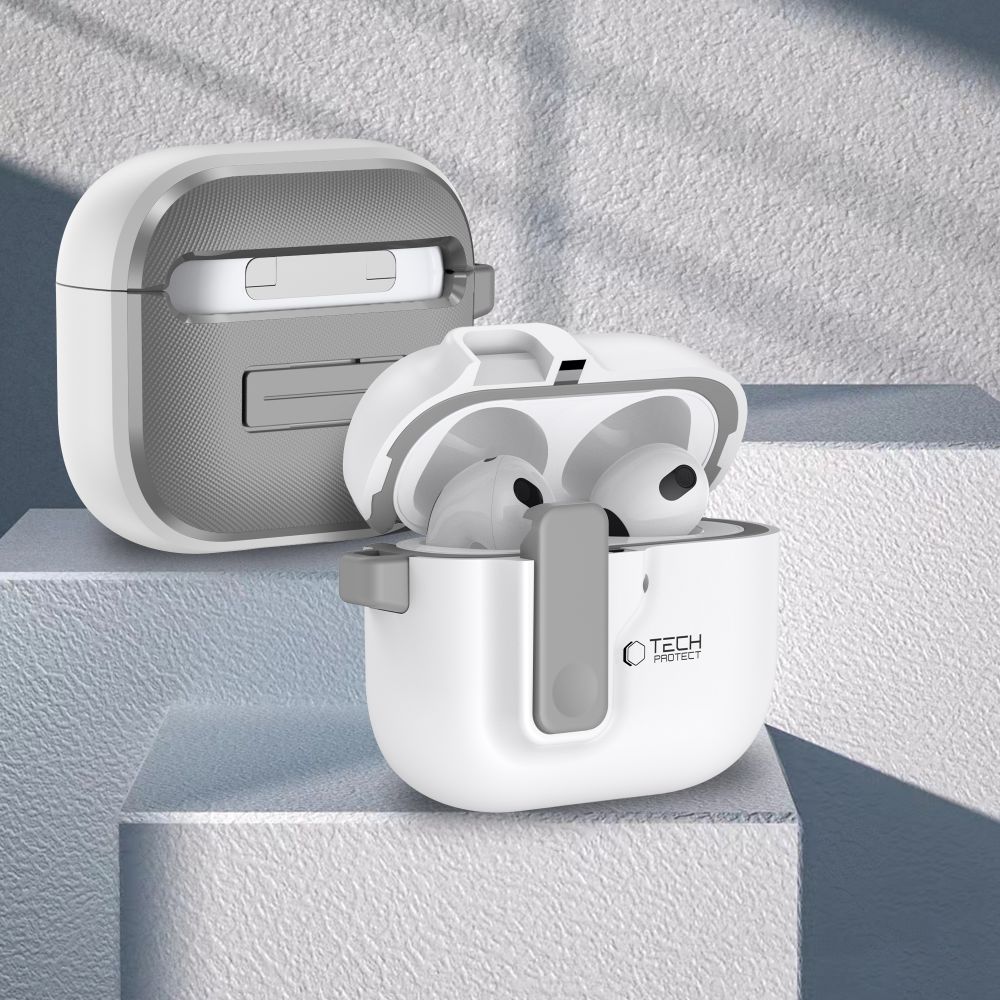 Tech-Protect Slim Hook-etui til AirPods 4 - Hvid