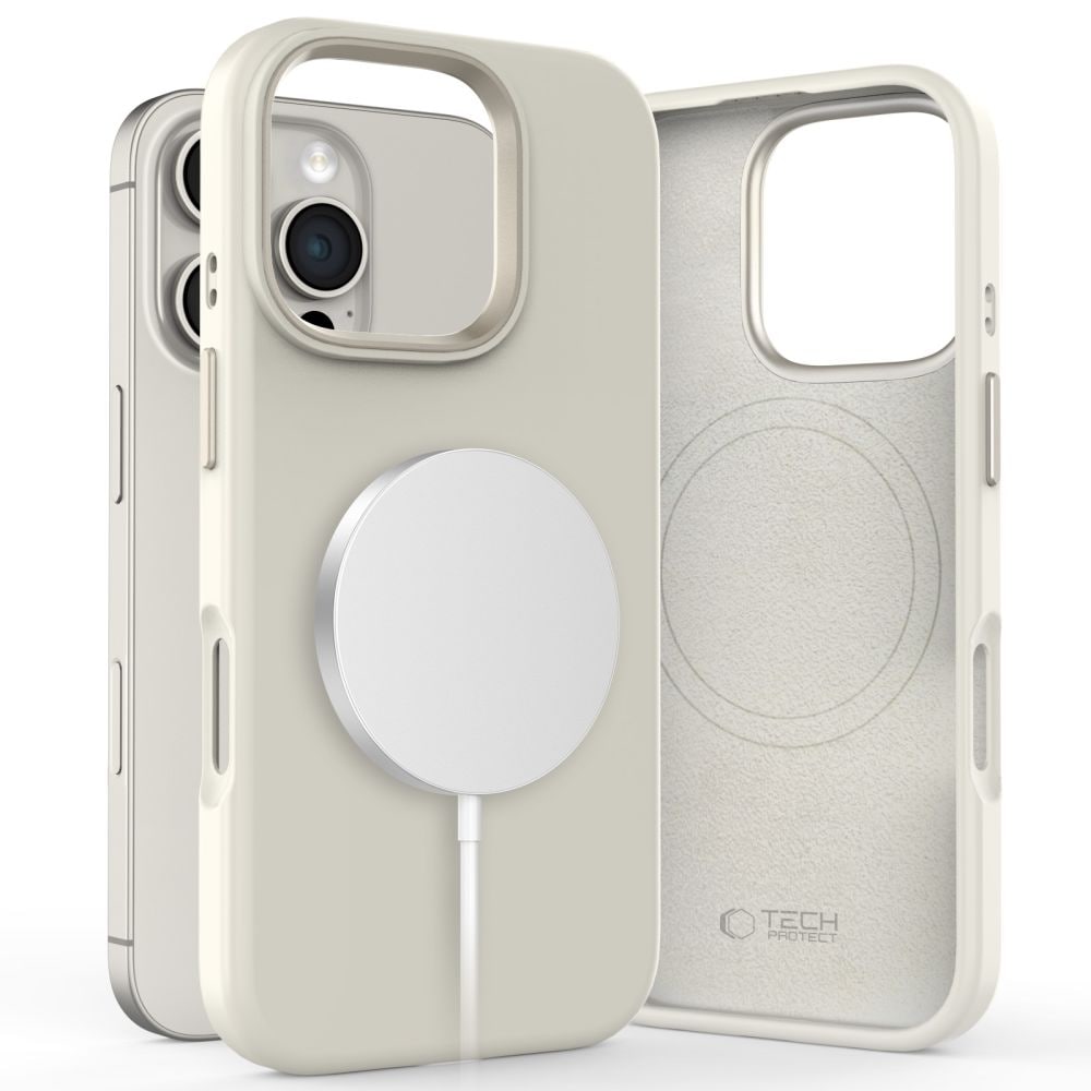 Tech-Protect Silikon PU MagSafe iPhone 16 Pro Fodral - Beige