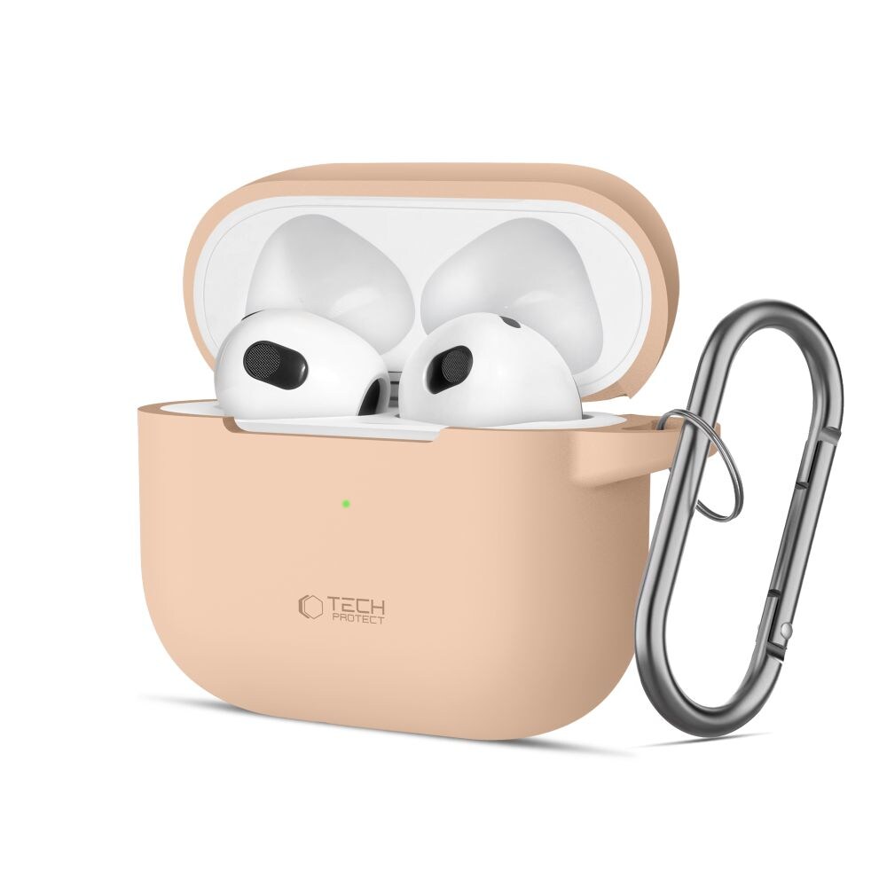 Tech-Protect silikonfodral med krok för Apple AirPods 3 - Beige