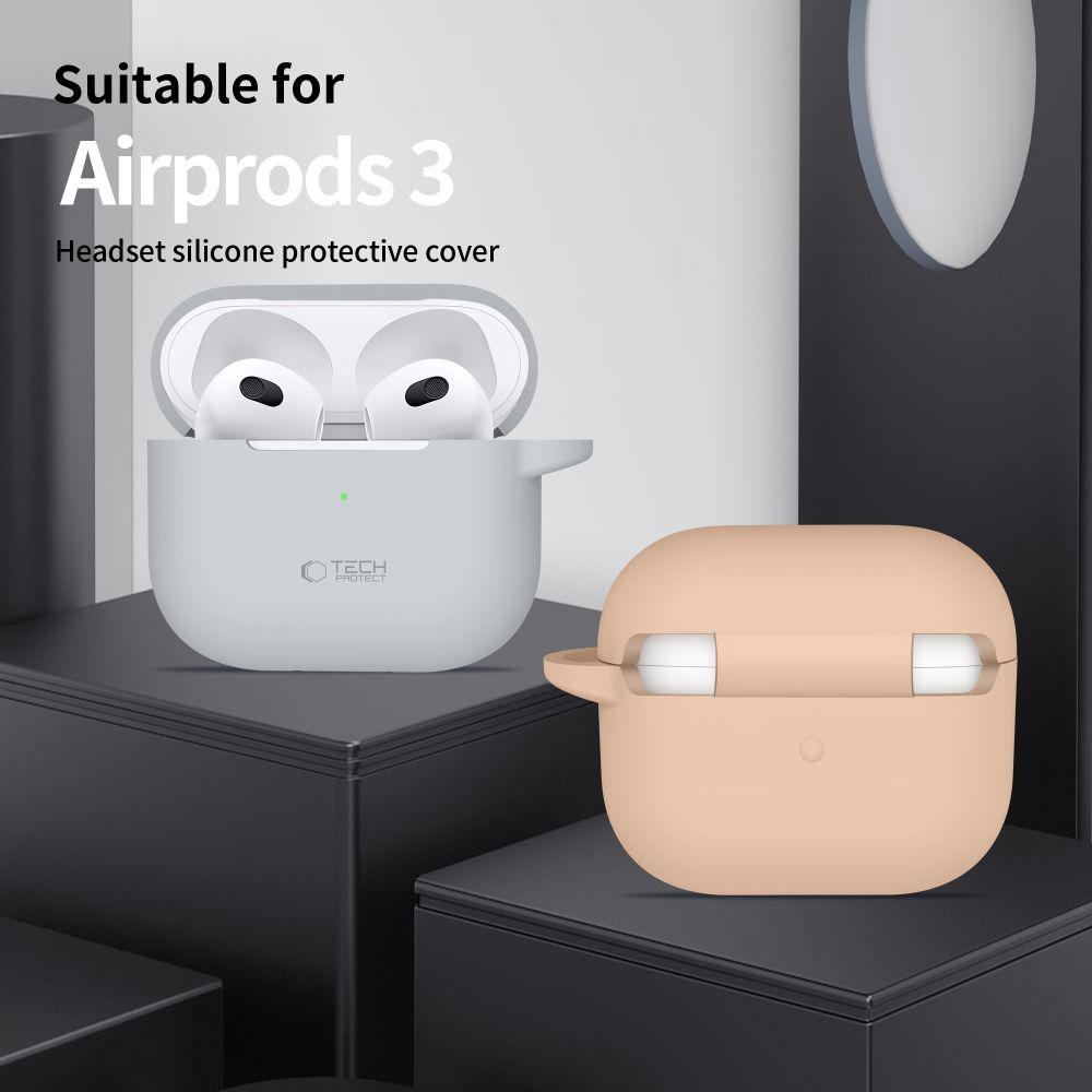 Tech-Protect Silicone Hook Case til Apple AirPods 3 - Beige