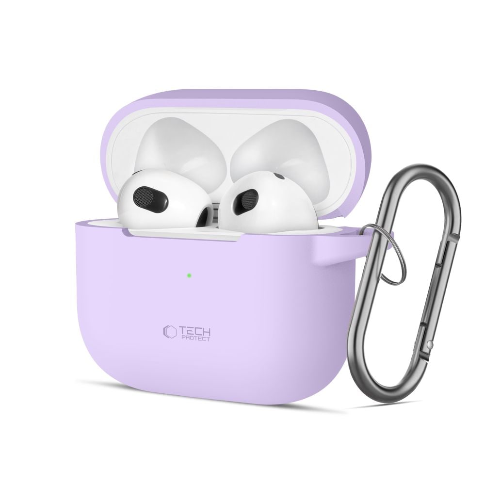 Tech-Protect silikonfodral med krok för Apple AirPods 3 - Lila