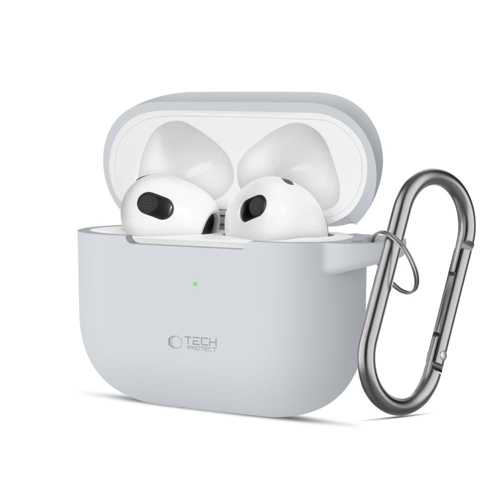 Tech-Protect silikonfodral med krok för Apple AirPods 3 - Grå