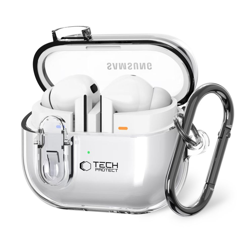 Tech-Protect FlexAir-fodral med karbinhake för Samsung Galaxy Buds 3 / 3 Pro - Transparent