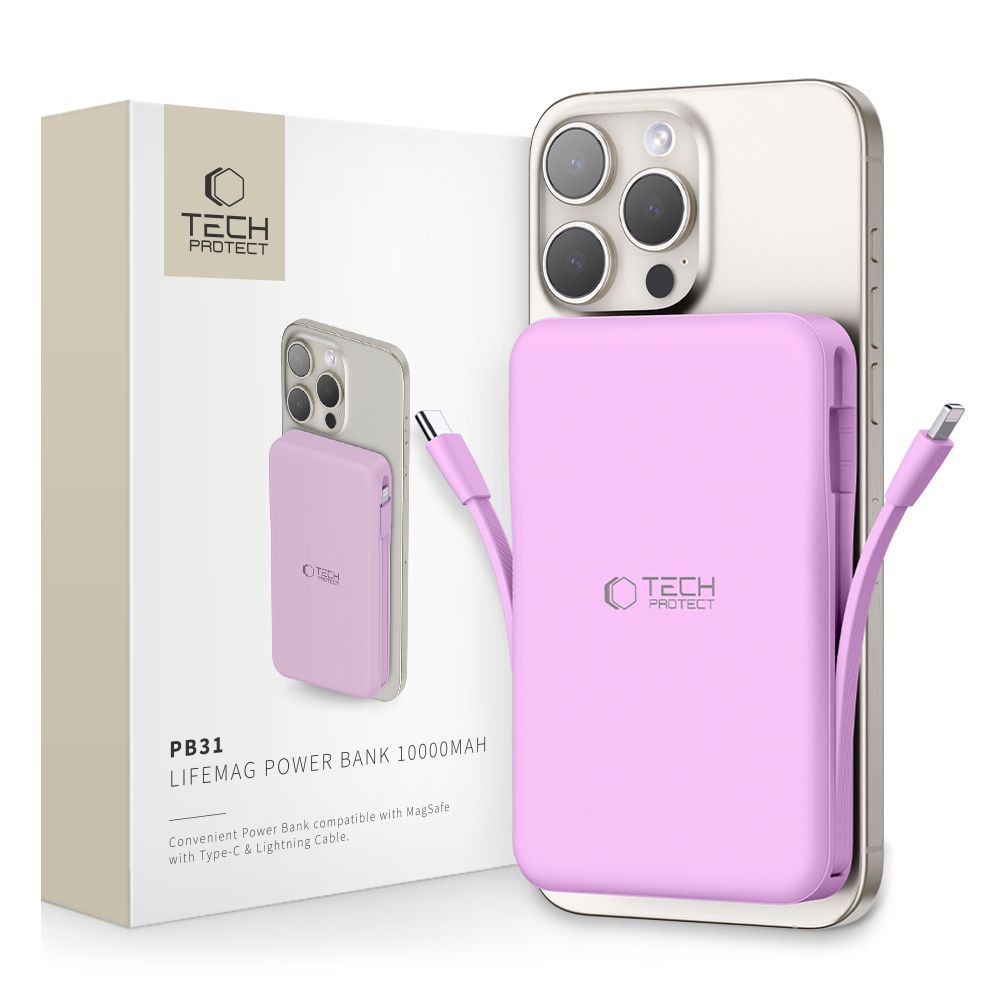 Tech-Protect PB31 MagSafe 10000mAH Power Bank - Lila
