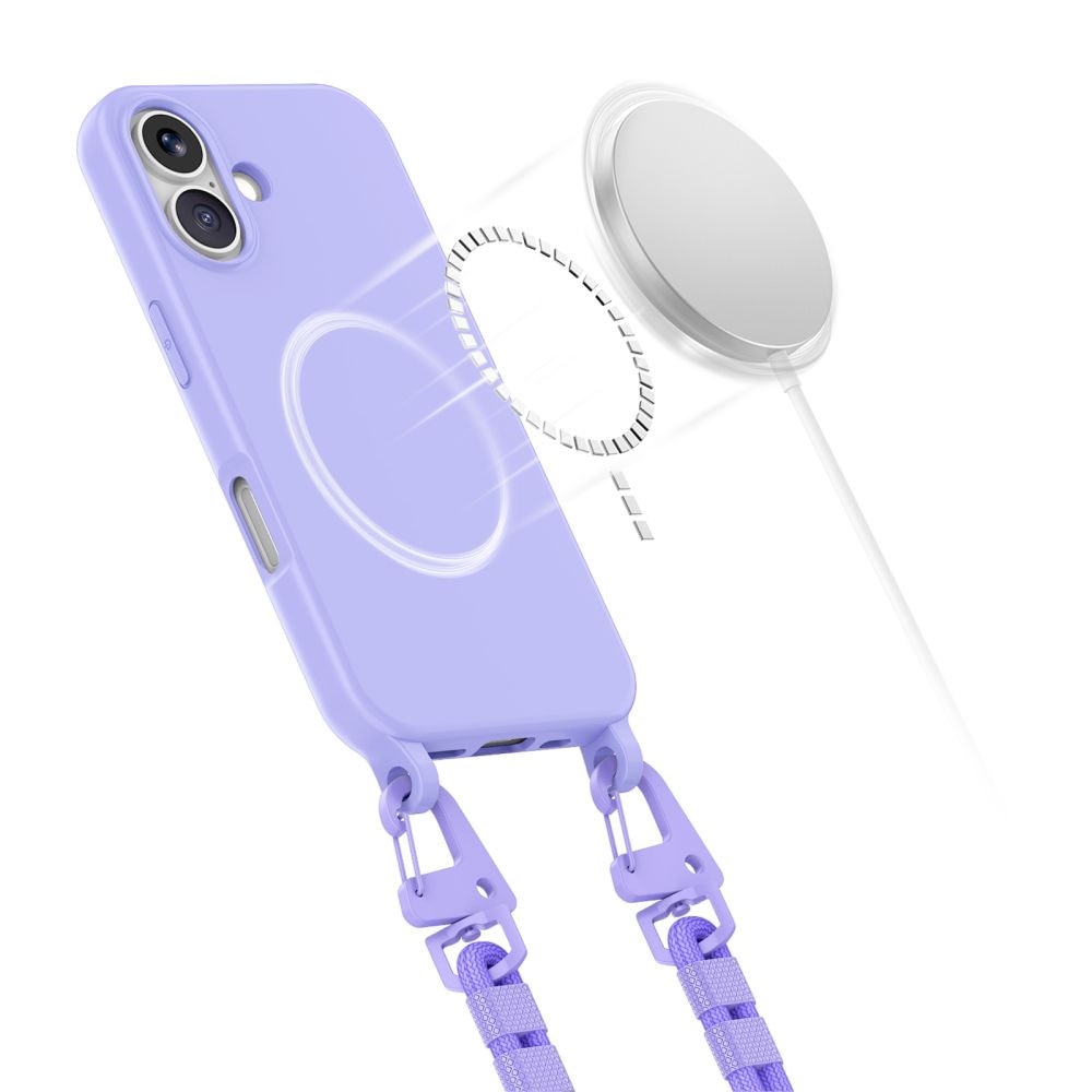 Tech-Protect MagNecklace MagSafe-etui med snor til iPhone 16 - Lilla