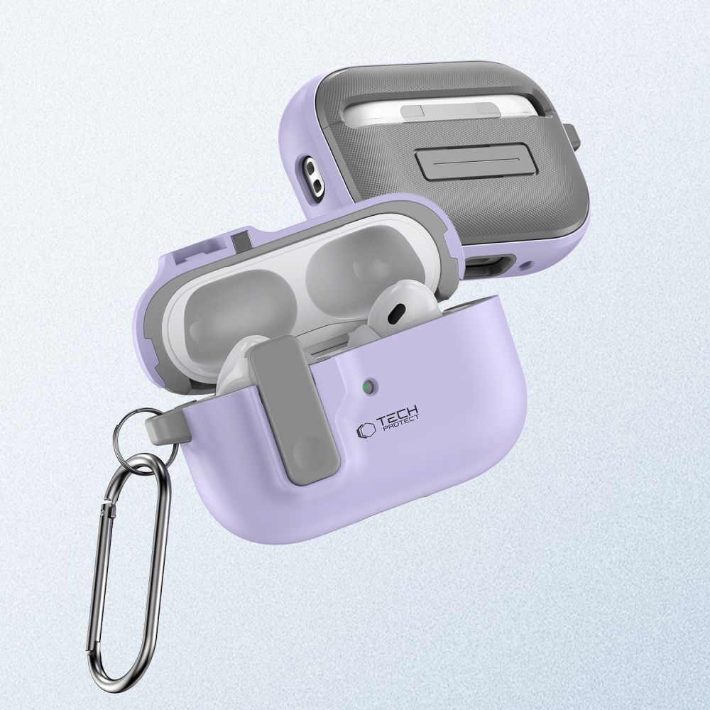 Tech-Protect Slim Hook-etui med karabinhage til Apple AirPods Pro 1 / 2 - Lilla