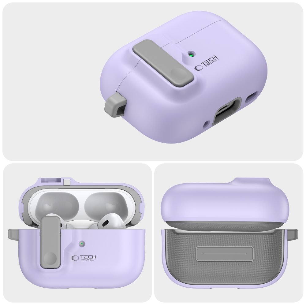 Tech-Protect Slim Hook-etui med karabinhage til Apple AirPods Pro 1 / 2 - Lilla