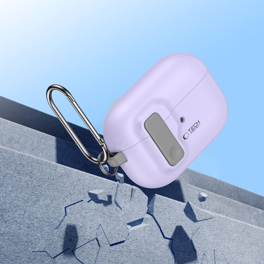 Tech-Protect Slim Hook-etui med karabinhage til Apple AirPods Pro 1 / 2 - Lilla