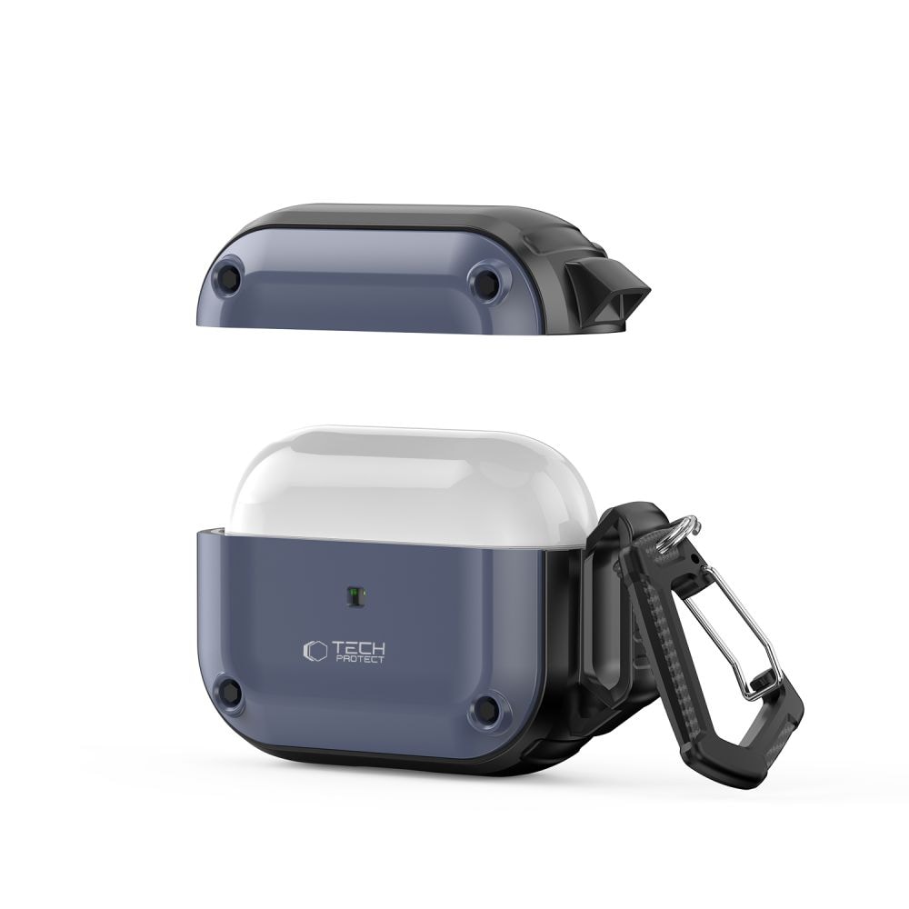 Tech-Protect Rough Hook-etui med karabinhage til Apple AirPods Pro 1 / 2 - Blå