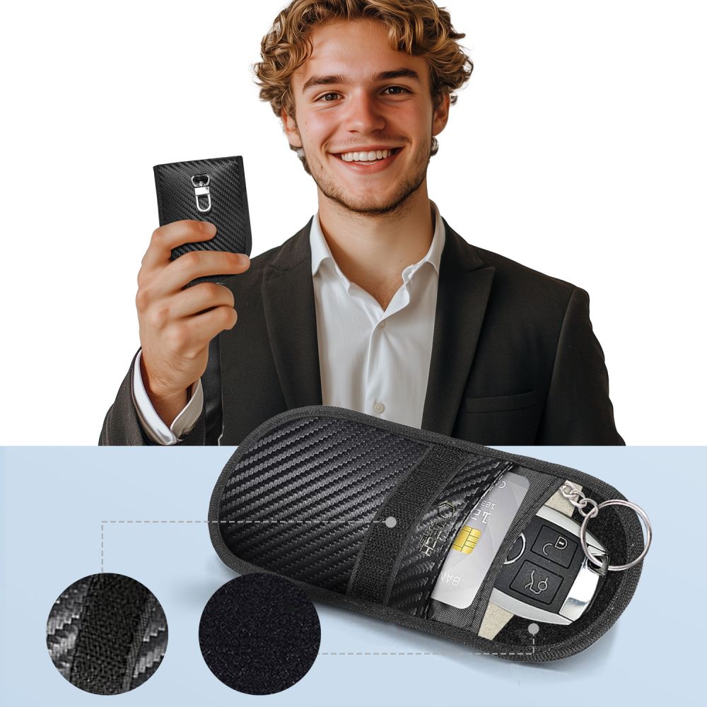 Tech-Protect KLR100 RFID-blokerende etui til bilnøgler - Sort - Carbon