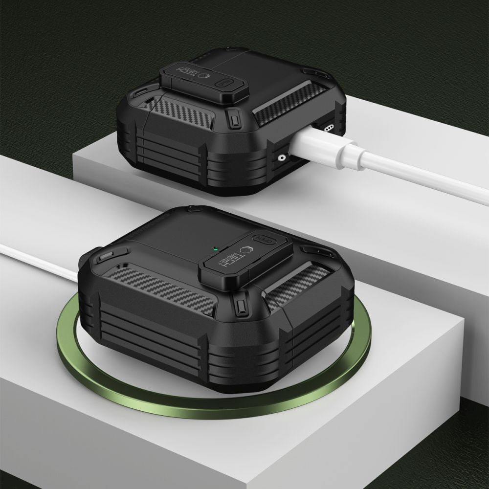 Tech-Protect Carbonox-etui til AirPods 4 - Sort