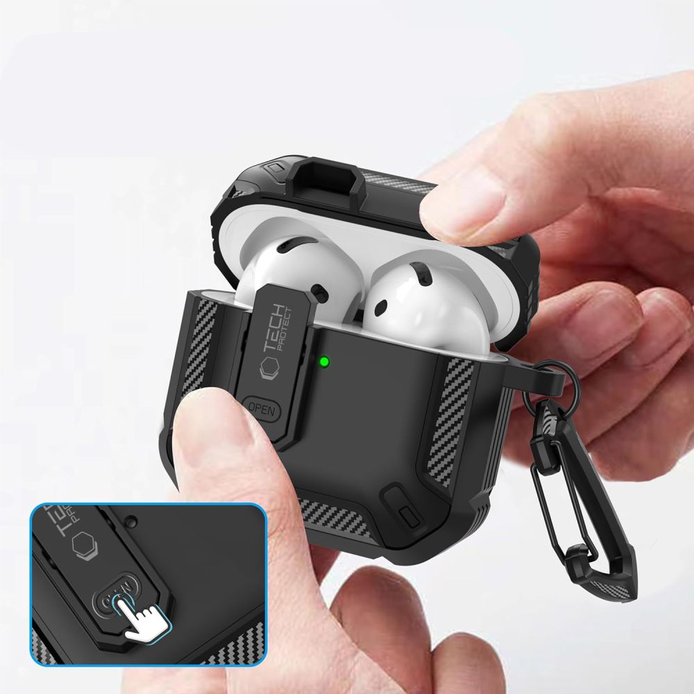 Tech-Protect Carbonox-etui til AirPods 4 - Sort