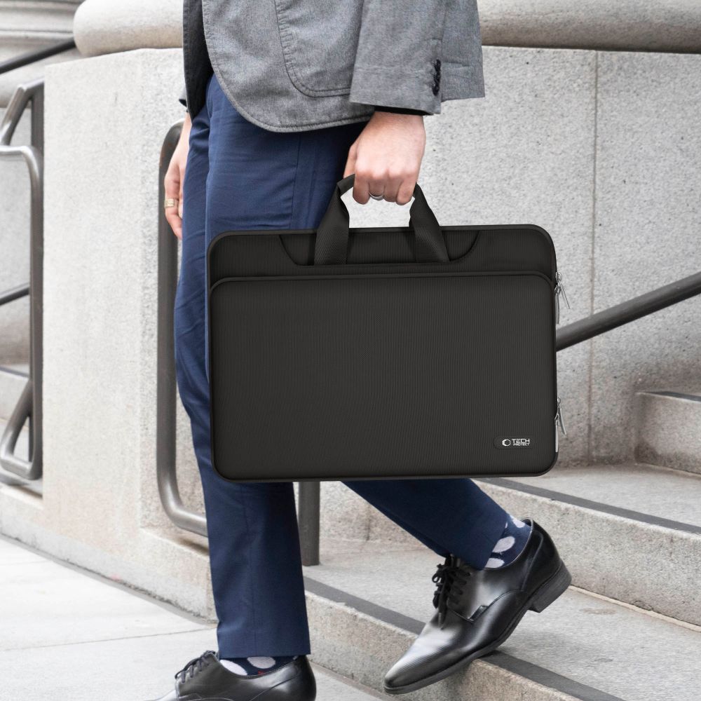 15-16 Tech-Protect Laptop-väska med fickor - svart
