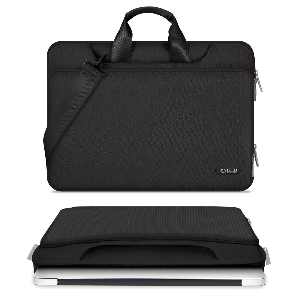 15-16 Tech-Protect Laptop-väska med fickor - svart
