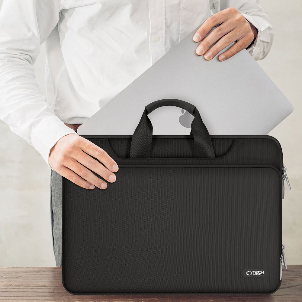 15-16 Tech-Protect Laptop-väska med fickor - svart