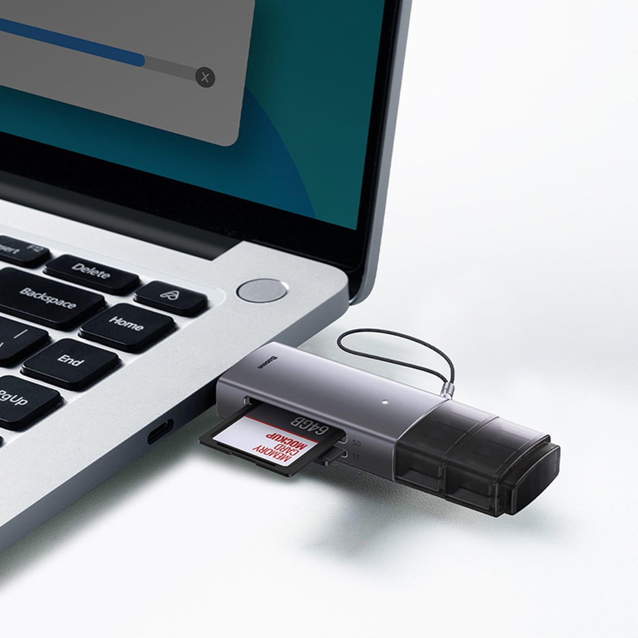 Baseus Lite Series USB-A/USB-C 3.0 SD/TF-kortläsare - Grå