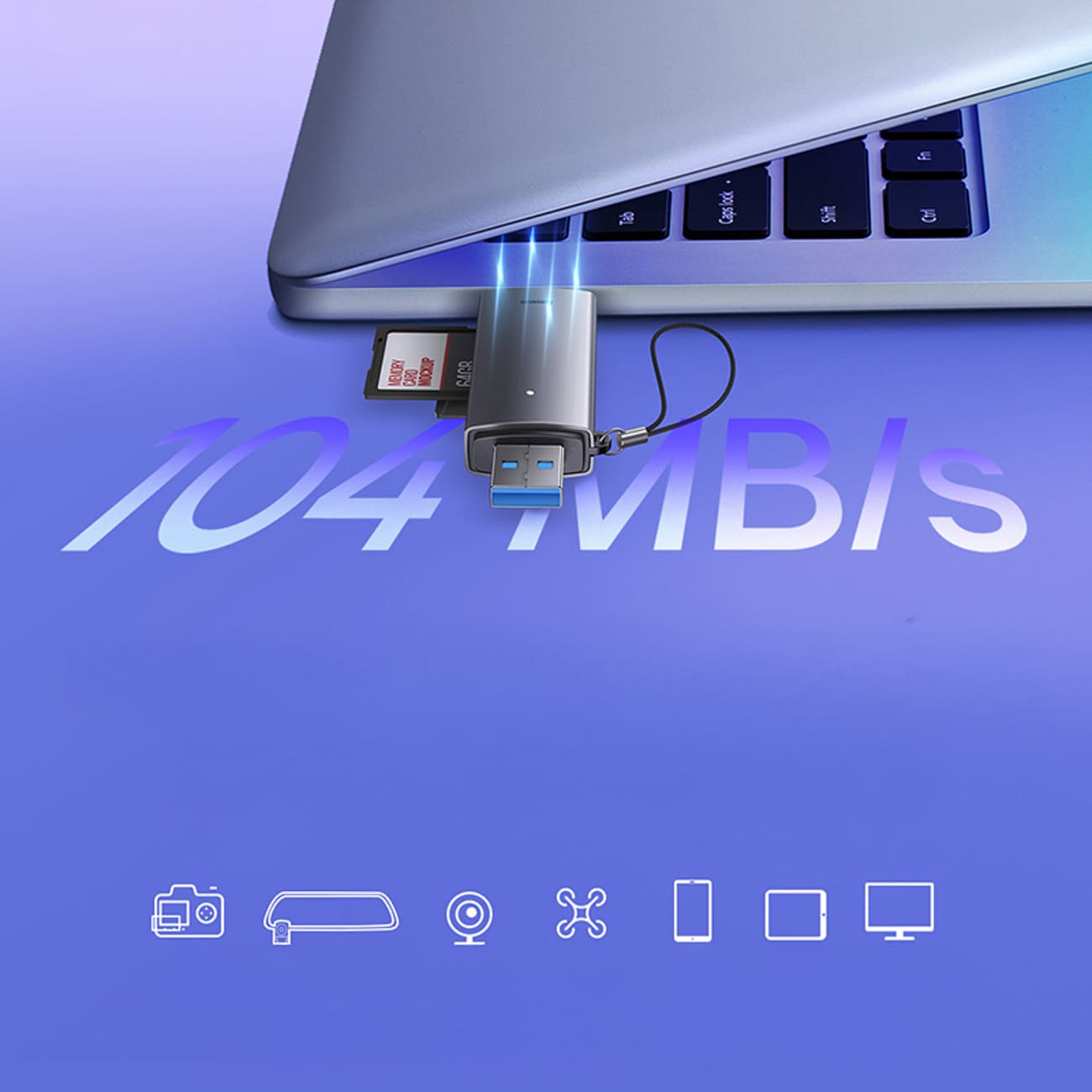Baseus Lite Series USB-A/USB-C 3.0 SD/TF-kortläsare - Grå