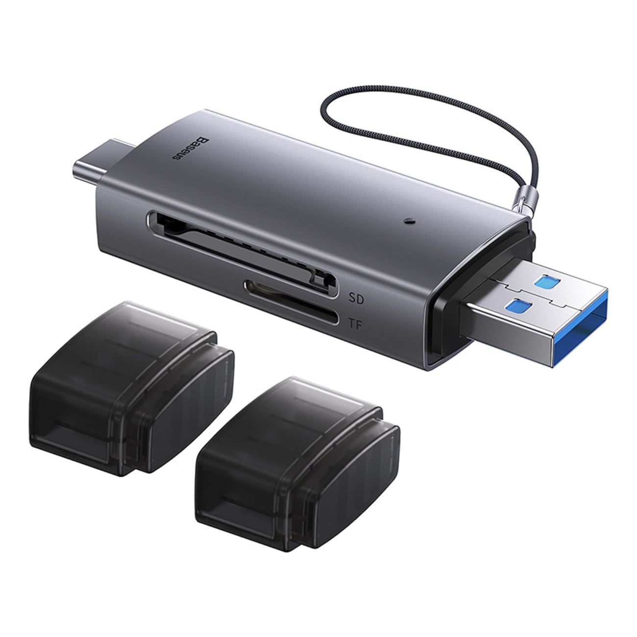 Baseus Lite Series USB-A/USB-C 3.0 SD/TF-kortläsare - Grå