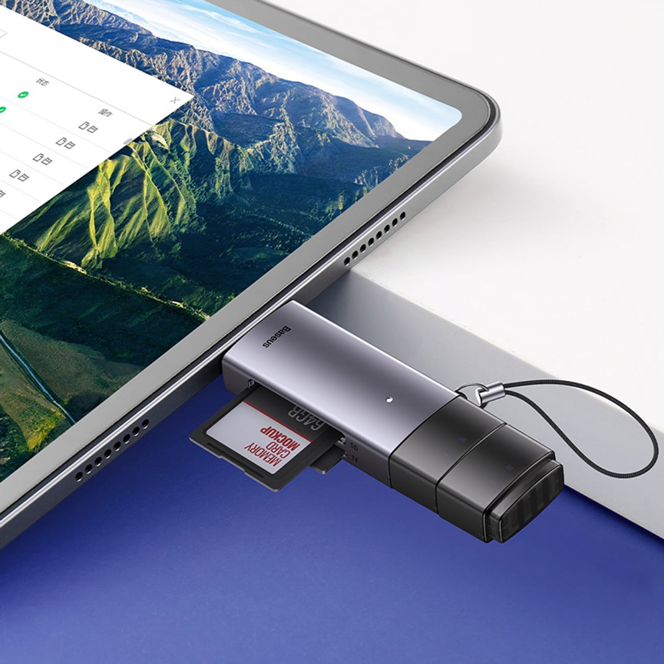 Baseus Lite Series USB-A/USB-C 3.0 SD/TF-kortläsare - Grå