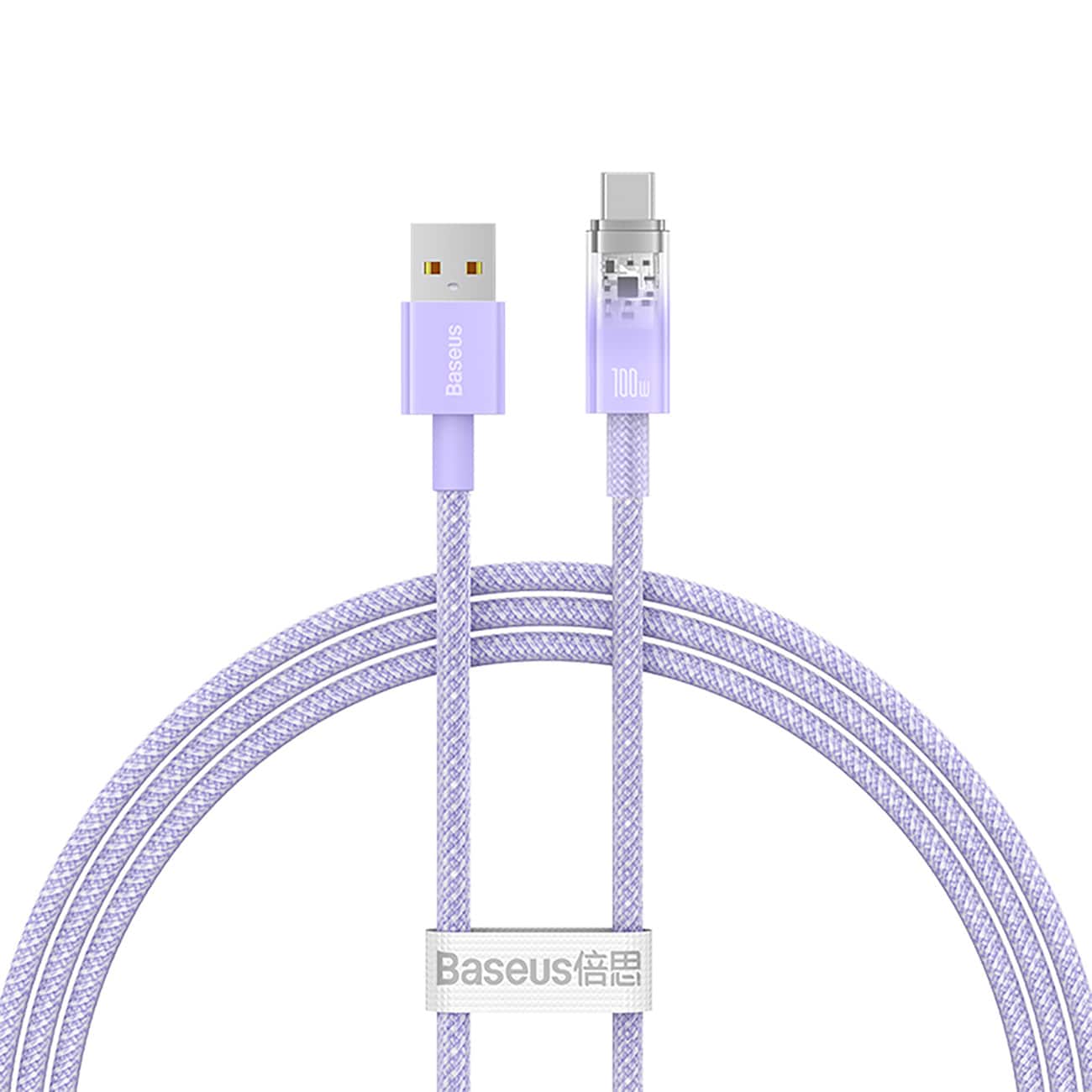 Baseus Explorer 100W USB-A - USB-C-kabel med intelligent temperatursensor 1m - Lila
