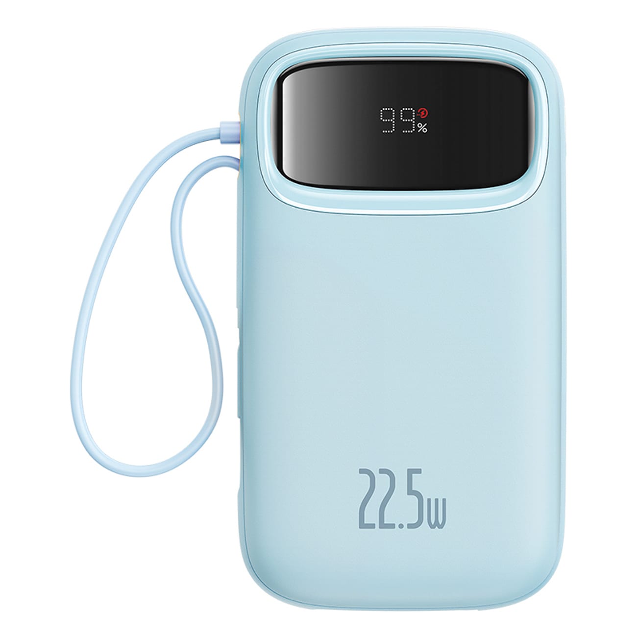 Baseus Qpow2 20000mAh 22.5W Powerbank med dubbel kabel + Enkel USB-C 3A-kabel 0,3m (vit) - Blå