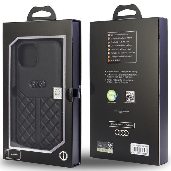 Audi Genuine Leather iPhone 11 / Xr 6.1" sort/sort hardcase AU-TPUPCIP11R-Q8/D1-BK