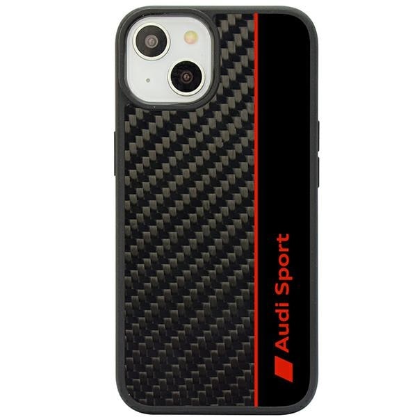 Audi kolfiberstripe iPhone 14 6,1" svart/svart hårddisk AUS-TPUPCIP14-R8/D1-BK