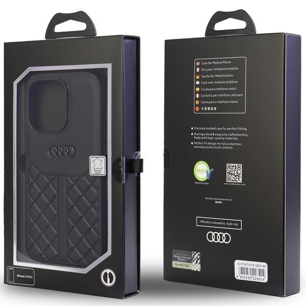 Audi Genuine Leather iPhone 13 Pro / 13 6.1" sort/sort hardcase AU-TPUPCIP13P-Q8/D1-BK
