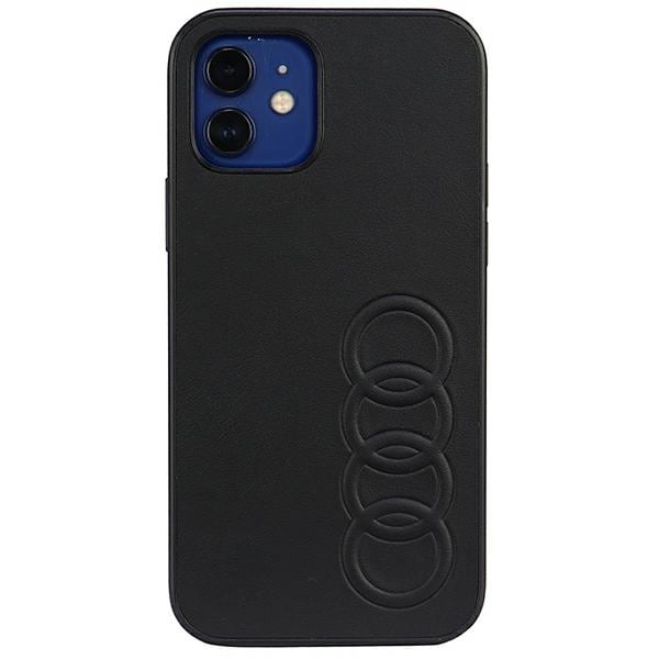 Audi syntetiskt läder iPhone 12/12 Pro 6,1" svart/svart hårdplastfodral AU-TPUPCIP12P-TT/D1-BK