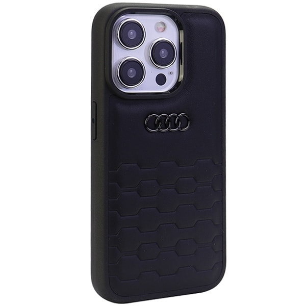 Audi GT syntetisk læderetui til iPhone 15 Pro - sort