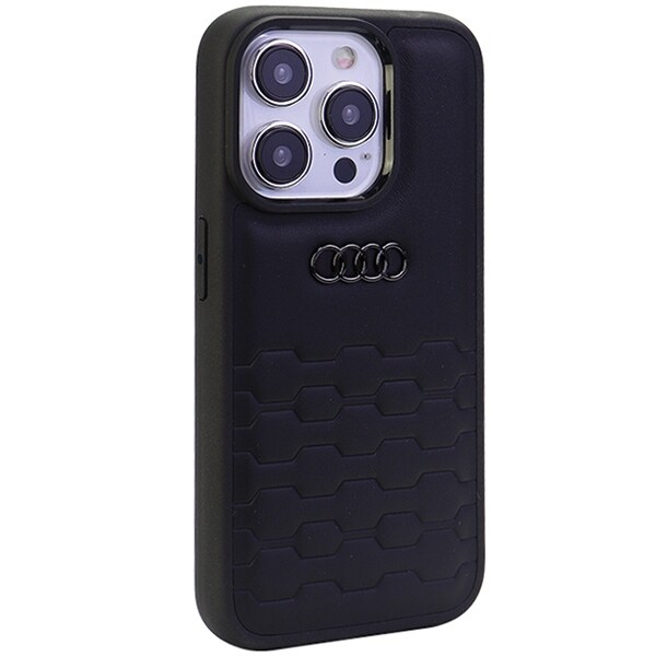Audi GT syntetisk læderetui til iPhone 15 Pro Max - sort