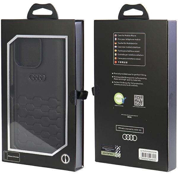 Audi GT syntetisk læderetui til iPhone 15 Pro Max - sort