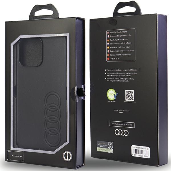 Audi syntetisk læder iPhone 14 Pro Max 6,7" sort/sort hardcase AU-TPUPPCIP14PM-TT/D1-BK