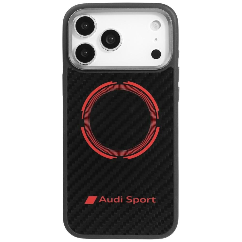 Audi RSQ Carbon Fiber Sport Red Circle MagSafe-fodral för iPhone 17 Pro Max - Svart