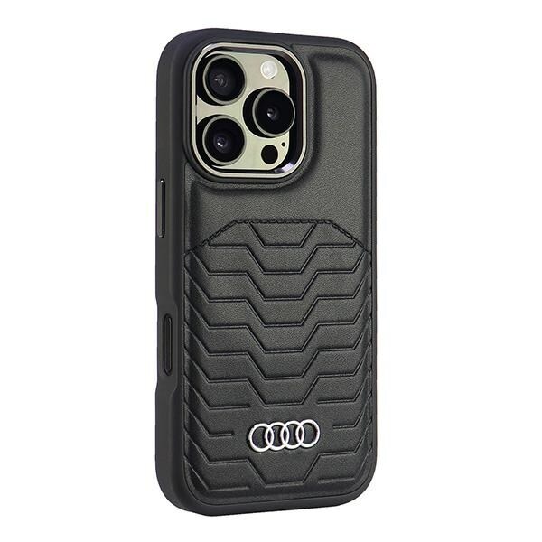 Audi syntetisk læder MagSafe iPhone 16 Pro 6,3" sort/sort hardcase AU-TPUPCMIP16P-GT/D3-BK
