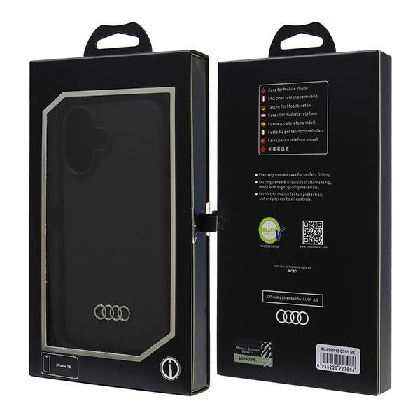 Audi silikoneetui iPhone 16 6,1" sort/sort hardcase AU-LSRIP16-Q3/D1-BK