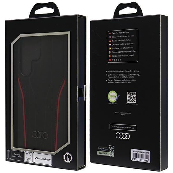Audi MagSafe S24 Ultra S928 sort-rød hardcase i ægte læder AU-TPUPCS24U-R8/D3-RD