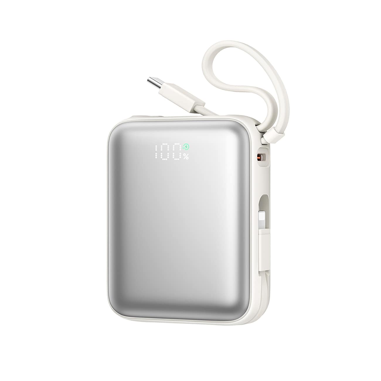 Joyroom JR-PBF27 10000mAh 22,5W Powerbank med inbyggda USB-C- och Lightning-kablar - Vit