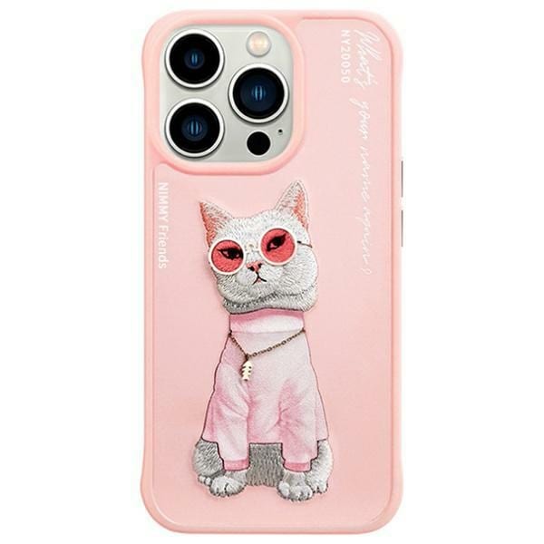 Nimmy Glasses Cool Cat-fodral för iPhone 15 Pro Max - Rosa