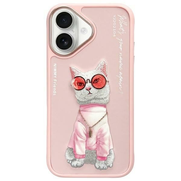 Nimmy Glasögon Cool Cat iPhone 16 Fodral - Rosa