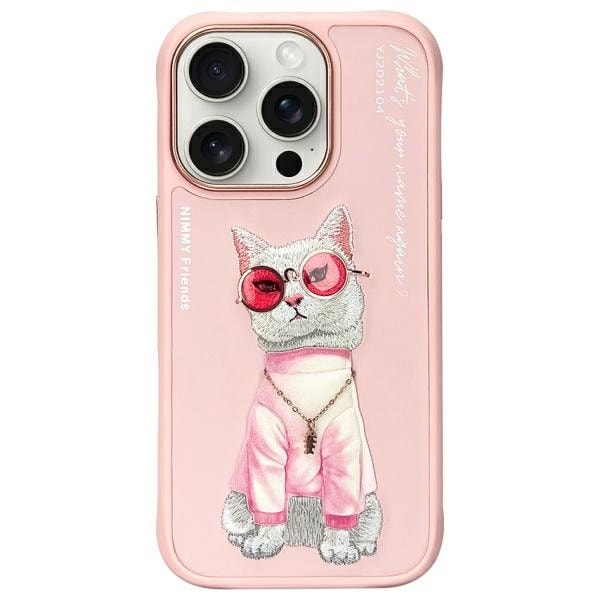 Nimmy Glasses Cool Cat-fodral för iPhone 16 Pro Max - Rosa