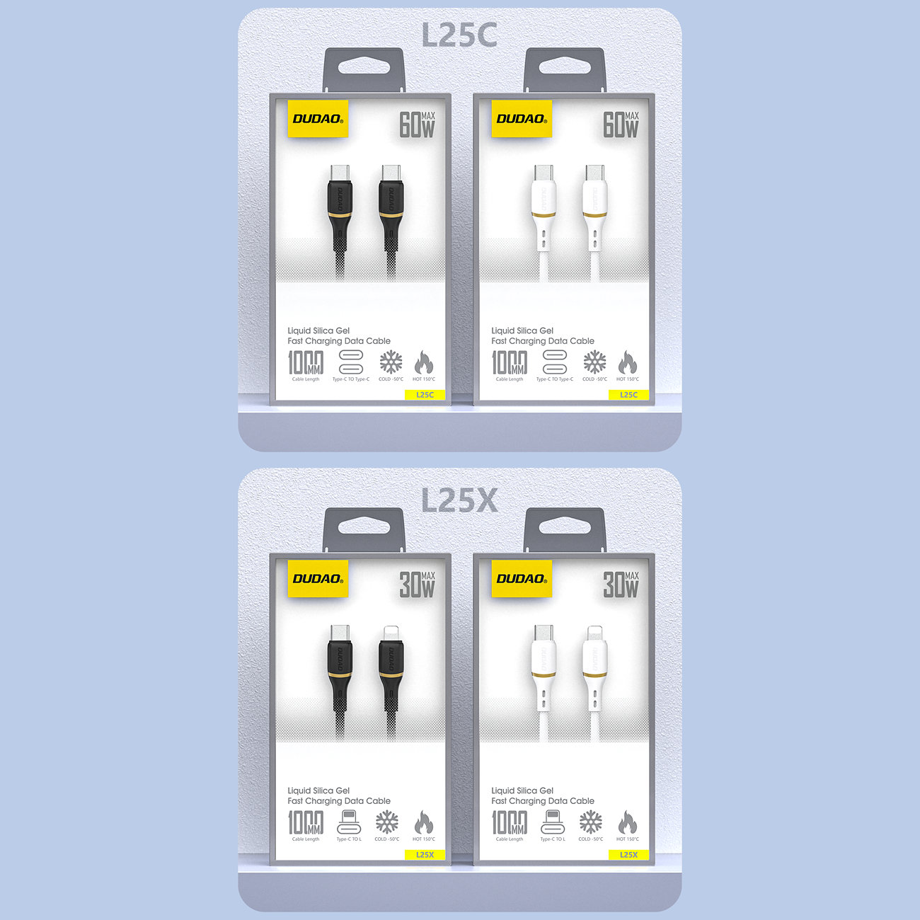 Dudao L25C USB-C - USB-C silikonkabel 60W 1m - Vit