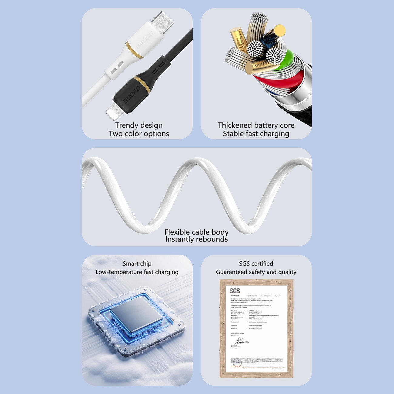 Dudao L25T USB-A - USB-C Silikonkabel 5A 1m - Vit