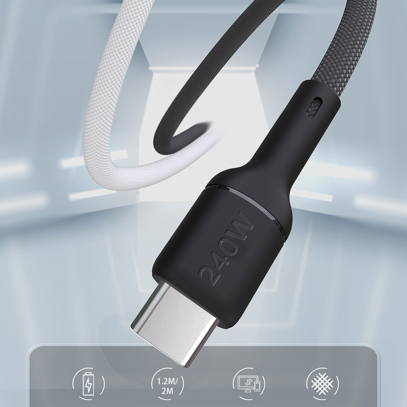 Dudao L9C Max 240 W USB-C-kabel, 2 m - svart / PD-kabel / USB-C-laddkabel