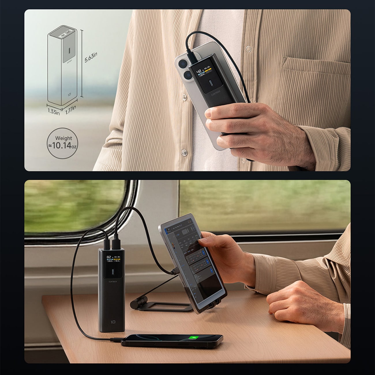Powerbank Cuktech CKPB100PGLBL 150W 10000mAh USB-C USB-A - svart