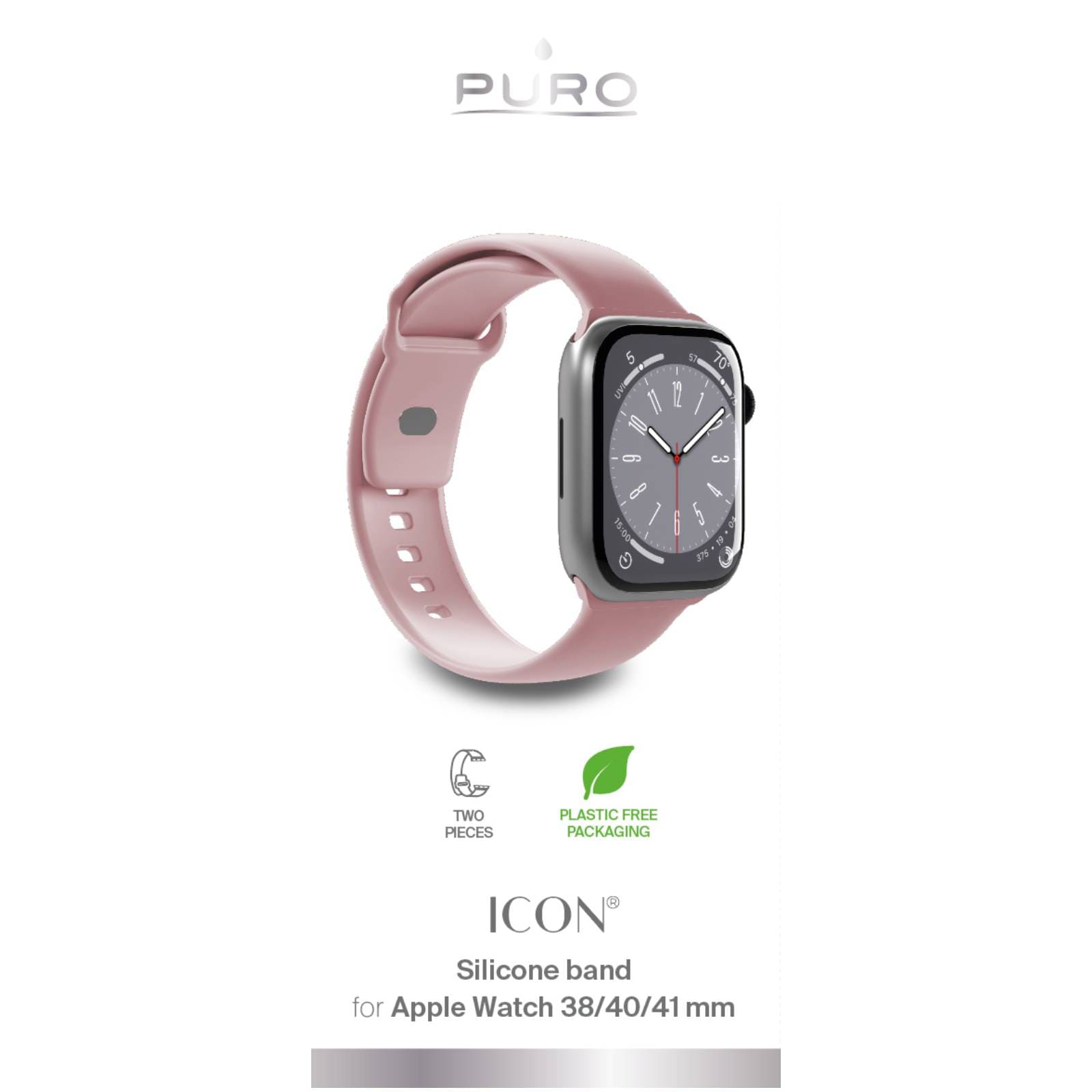 Puro Icon Silikonarmband för Apple Klocka 38 / 40 / 41 mm - Rosa (2 st.)