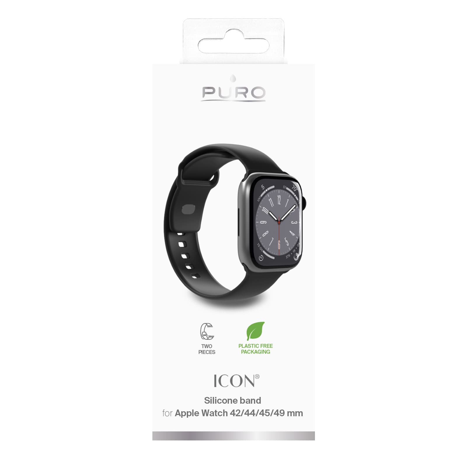 Puro Icon Silikonarmband till Apple Klocka 42 / 44 / 45 / 49 mm - Svart (2 st.)