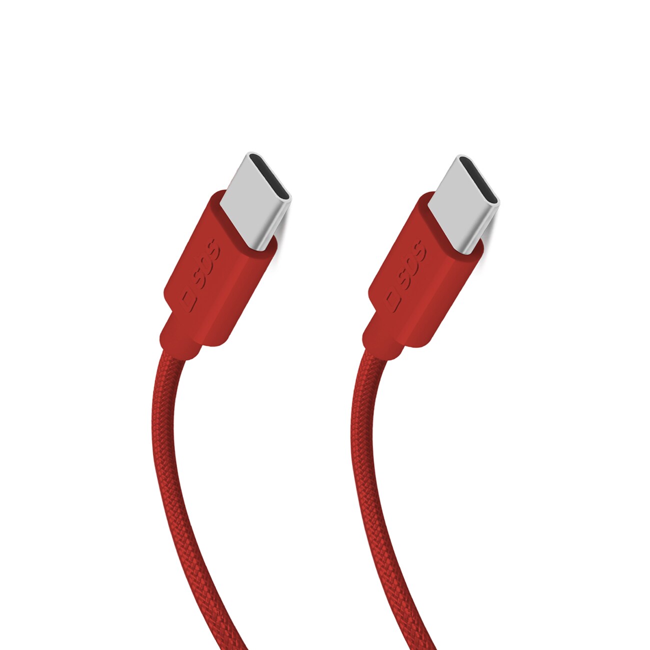 SBS TECABLETISSUETCCR USB-C - USB-C 1,5 m 60 W flätad kabel - röd