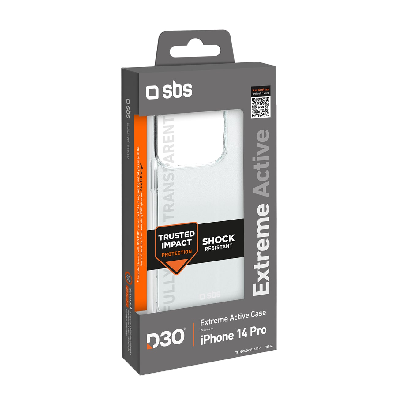 SBS D3O iPhone 14 Pro taske - gennemsigtig