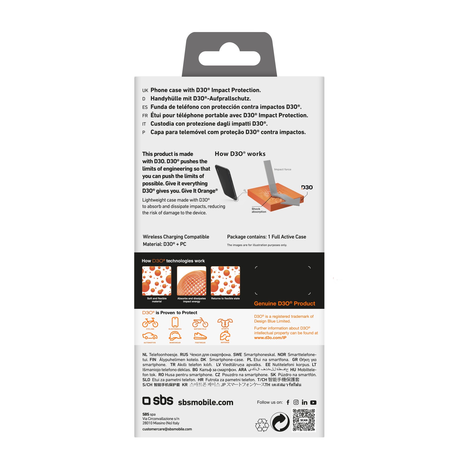 SBS Full Active D3O iPhone 16 taske - sort